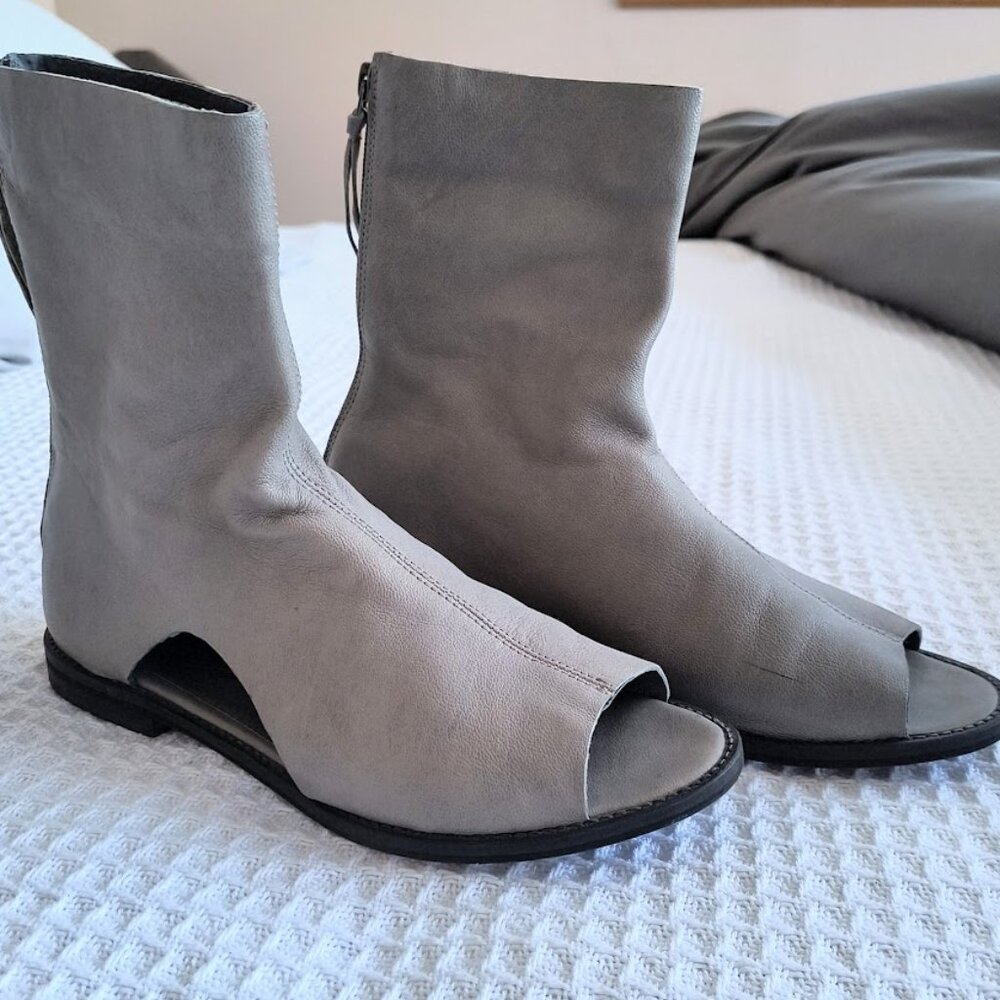 Free People Leather Open Toe Booties